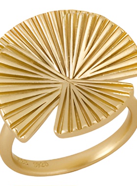 HERBE合璧 松间伞松叠叠四叶戒指复古金色开口戒时尚小众百搭女款