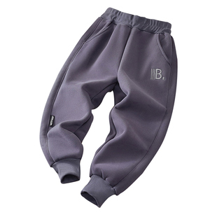 男童加绒裤子秋冬新款中大童宽松加厚保暖一体绒长裤儿童加绒卫裤