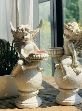 批发法式复古罗马柱小天使摆件风装饰古董客厅西洋工家居酒柜橱窗