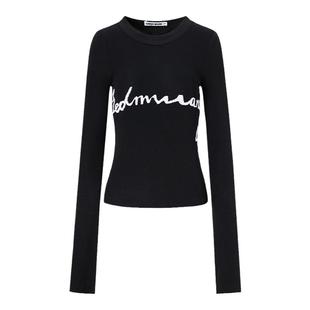 【明星同款】LEDIM WANG刺绣针织T恤女秋冬新款内搭长袖打底衫