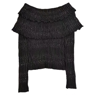 ANOTHER ONE安那迪法式小众设计毛衣慵懒风一字肩套头针织