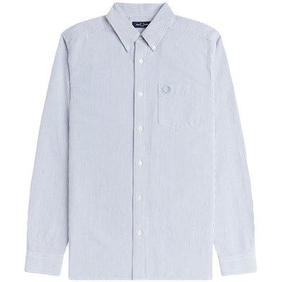 FRED PERRY男士休闲衬衫2025冬季新款条纹麦穗刺绣长袖衬衣M1768