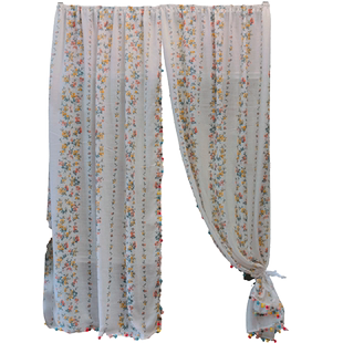 衣橱挂衣收纳架衣柜帘子遮挡防尘小碎花窗帘免打孔安装小毛球花边