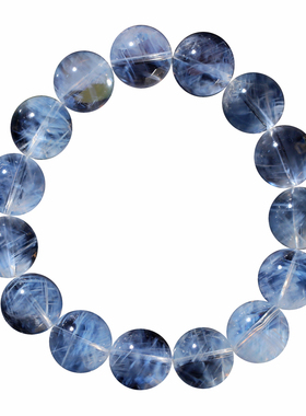 天然异象蓝针水晶单圈手链蓝色女