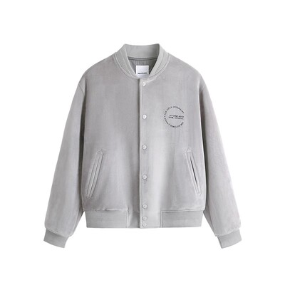 HIM汉崇 绒面加厚棒球服外套男时尚休闲宽松飞行员夹克 2025冬季