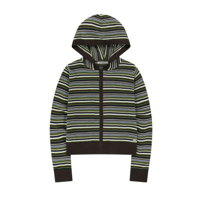 eihey诶嘿2025复古连帽条纹针织开衫外套上衣女时尚修身百搭上衣