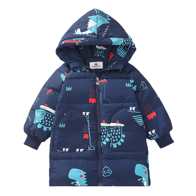 小黄鸭儿童中长款羽绒服加厚款