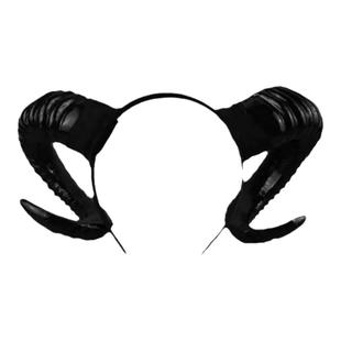 黑暗系万圣节派对恶魔角山羊角发箍纯欲氛围感魅魔头箍发饰头饰品