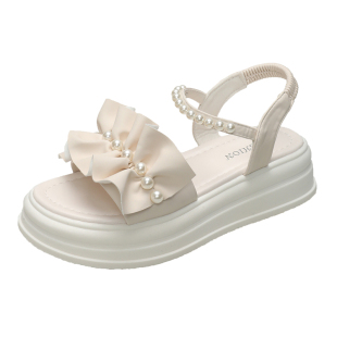 法式蝴蝶结绝美厚底增高凉鞋女夏季外穿配裙子2026新款平底罗马鞋