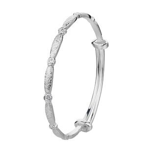 顺钦银楼S9999纯银手镯女新中式足银镯子锦珀素银古法好运配饰