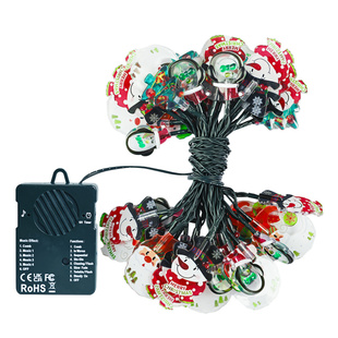 LED圣诞灯人体感应多功能音乐盒浪漫橱窗圣诞老人麋鹿装饰彩灯串