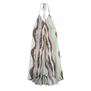 MULVAN 【现货7折】海德花园 度假风挂脖吊带长裙女夏季V领连衣裙