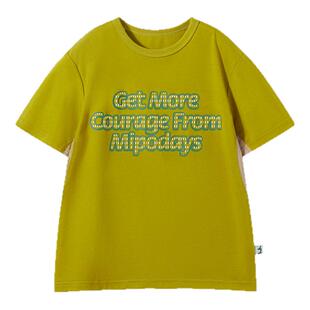 mipo SS24夏装 儿童拼接运动短袖男童透气2025新款女童半袖T恤