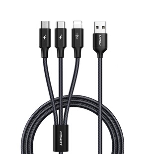 品胜三合一数据线tpyec安卓多用充电线短款一拖三充电宝短线快充三头多功能超长便携适用苹果华为手机车载器3