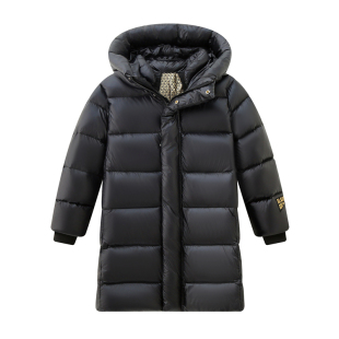 黑金儿童羽绒服中长款男童女童极寒加厚中童大童过膝长款新款童装