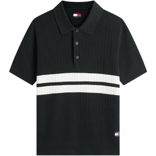 【坑条肌理】Tommy26春夏男女纯棉复古撞色短袖POLO毛衣针织衫