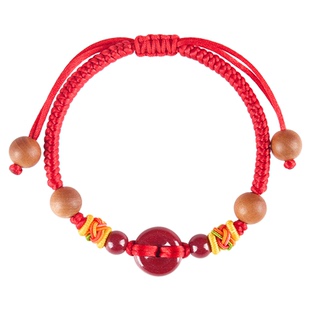 朱砂手串婴儿宝宝防惊吓平安扣儿童桃木护身符邪驱压惊凶避手链女