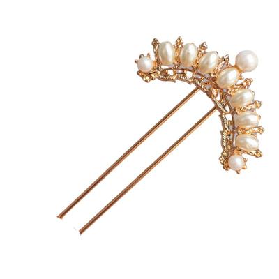 古风珍珠花朵发簪汉服百搭