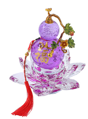 天然紫水晶葫芦摆件客厅家居