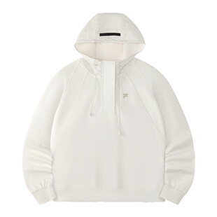 FILA FUSION斐乐潮牌女子连帽卫衣2025冬季新款休闲宽松针织上衣