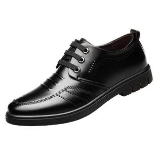 休闲皮鞋男款夏季真皮男士商务正装软底黑色百搭牛皮镂空透气鞋子