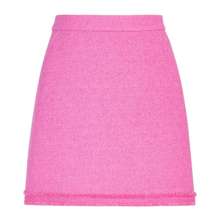 婉甸2025玫红粗花呢短裙优雅风半身裙1241K06DY1