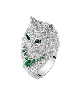 宠猫世家祖母绿V金猫咪戒指