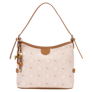 热风女士包包2026年春季新款格纹小马可斜挎单肩包大容量通勤包