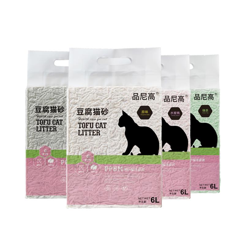品尼高豆腐猫砂低尘结团吸水绿茶活性炭猫砂6L可冲马桶20斤大包装