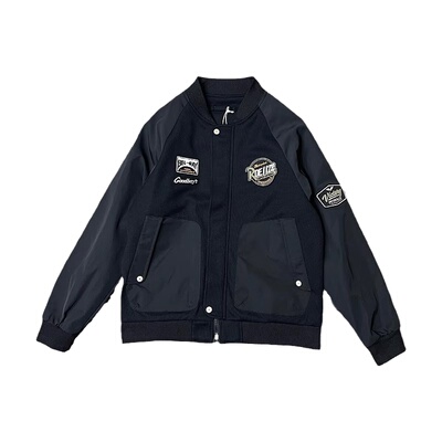 棒球领春秋贴标设计夹克外套