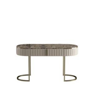 后现代轻奢梳妆台网红简约皮质化妆台收纳柜新古典大理石化妆桌