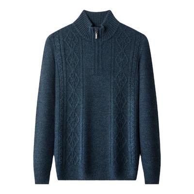 春竹加厚山羊绒衫半高拉链领毛衣