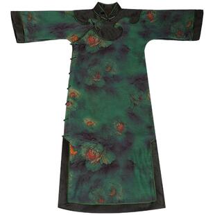 缘梦40姆米重缎真丝香云纱云肩旗袍裙无省一片式复古如意云纹旗袍