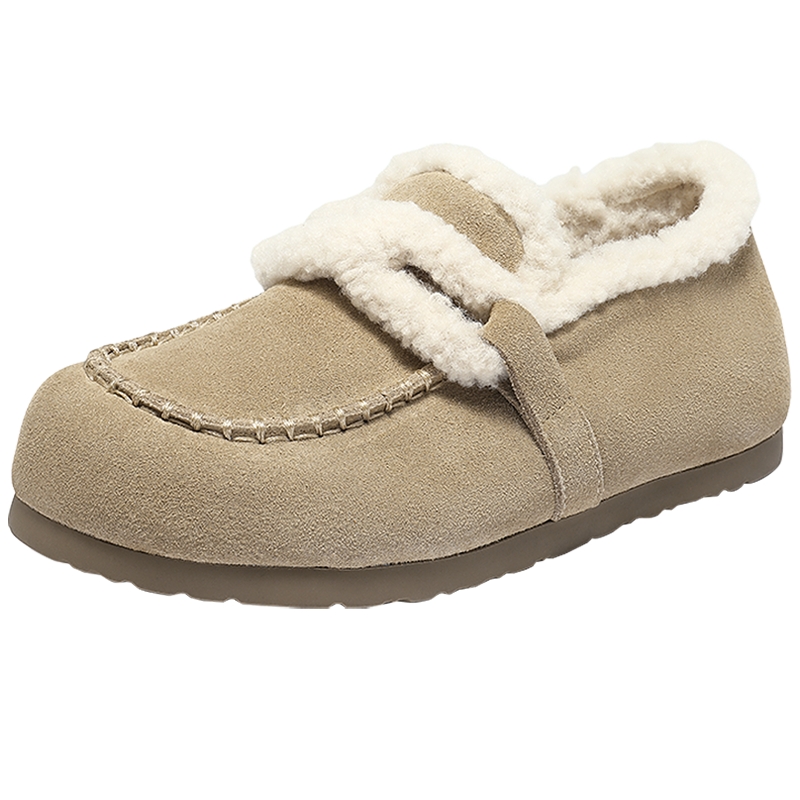 森达小太阳牛皮毛毛鞋女25冬新加厚毛绒保暖内增高雪地靴XSS01DM5