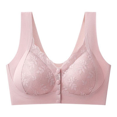 9131前开扣中老年妈妈款肥胖M内衣薄款无痕无钢圈哺乳期背心文胸