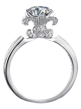 莫桑石群镶花朵皇冠戒指