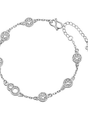 顺庆银楼足银9999纯银钱禧手链女简约时尚甜美风送女友闺蜜礼物