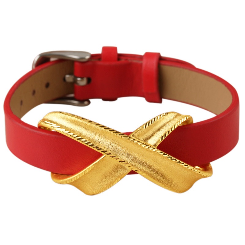 黄金手表皮带手镯女款百搭3D硬足金时尚几何形光面磨砂手链送妈妈