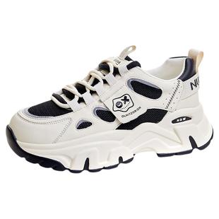 厚底老爹鞋女2025新款秋冬季加绒轻便软底真皮休闲运动鞋子显脚小