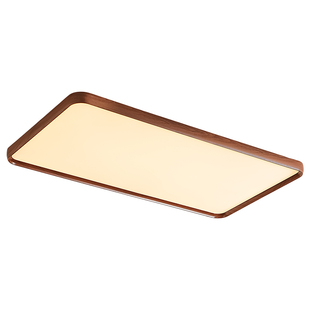 客厅吸顶灯现代简约中古风全光谱护眼灯具复古胡桃木色大厅主灯