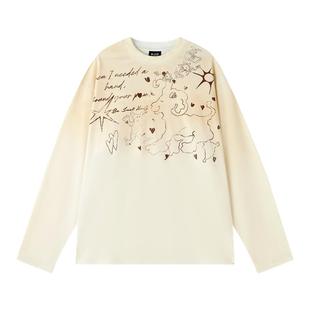 BJHG不计后果美式长袖T恤男款冬季2025潮牌宽松内搭打底衫卫衣女