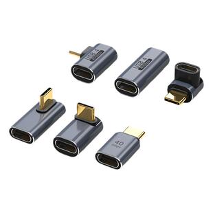 USB转接头Typec公对母手机平板电脑40G雷电34数据线延长90度L形U型直角弯头Typec转换器PD100W快充车载全功能