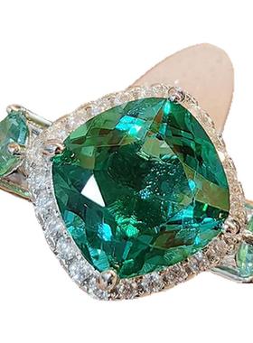 新款仿真皇家蓝宝石吊坠鸟巢肥方彩宝耳钉帕拉伊巴戒指绿钻套装