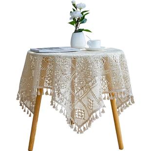 复古镂空蕾丝桌布盖布ins风长方形白色田园餐桌布圆桌圆形小台布