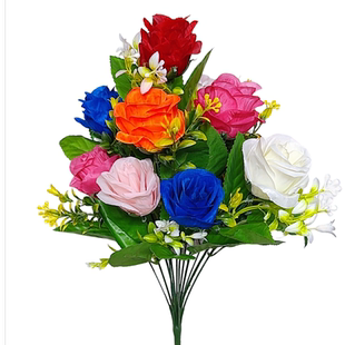 仿真花假花餐桌卧室客厅装饰品摆设花束手捧运动会绢花塑料玫瑰花