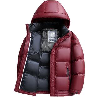 雪中飞免洗羽绒服男高充绒量抗寒保暖冬季外套轻盈蓬松红色面包服