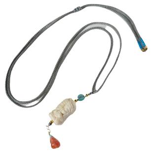 猛犸吊坠女男猛犸牙扎基拉姆项链象牙毛衣链南红碧玉项链松石吊坠