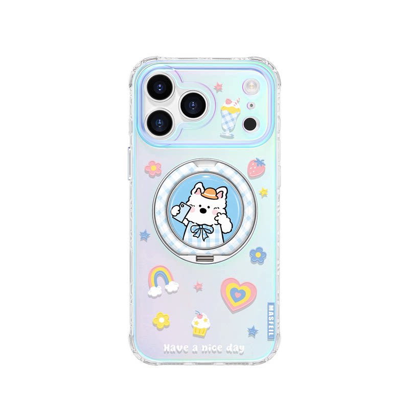 MASFEIL × 自拍小狗适用苹果18Promax手机壳新款Lo9带支架iPhone18Pro保护套ip17高级16支点可爱13pm好看15