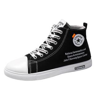 2025新款夏季潮鞋高帮帆布鞋男韩版潮流百搭板鞋学生高邦休闲男鞋