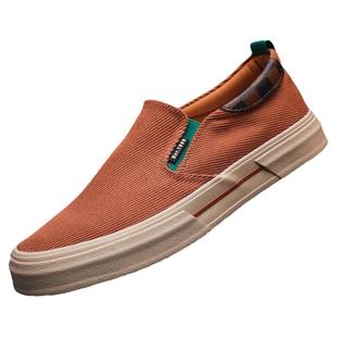 国风爆款男鞋2025秋季新款男士一脚蹬简约帆布鞋加绒套脚休闲板鞋